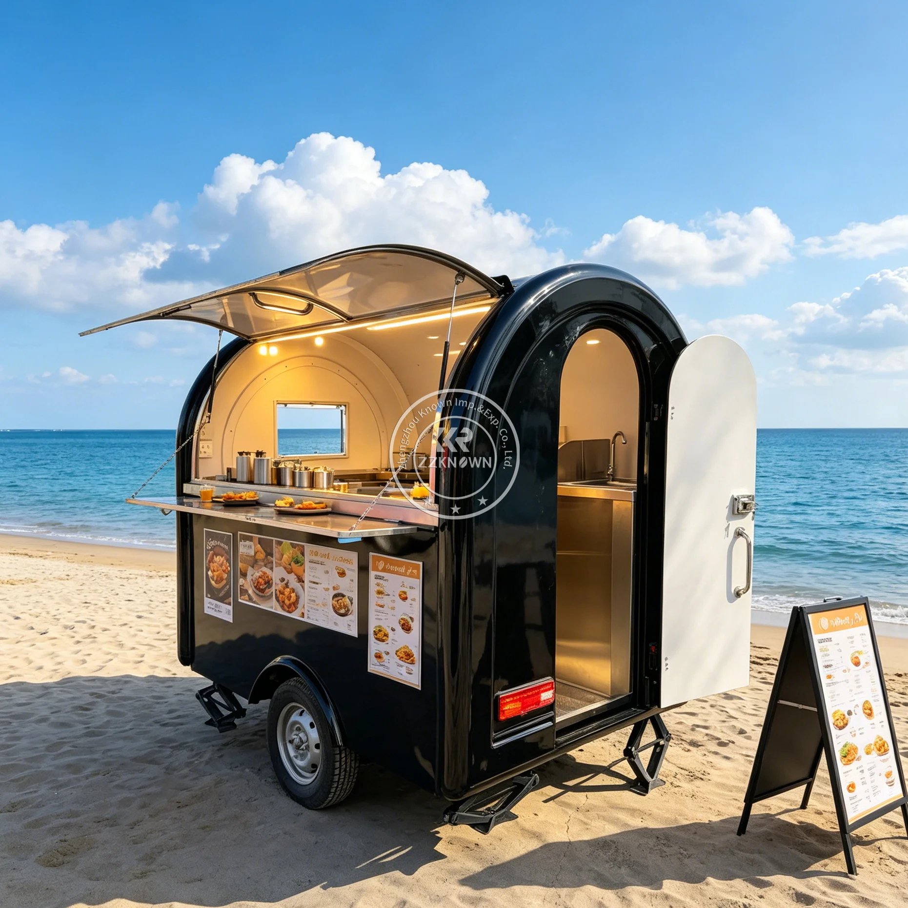 

Mobile Burger Food Trailer Concession BBQ Grill Steak Coffee Trailer Kitchen Cart Custom Commercial Food Truck Fully Equipped