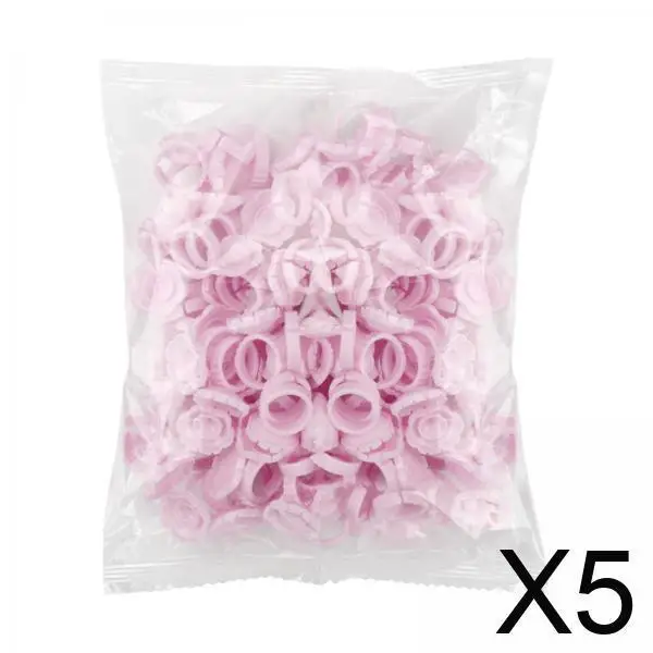 

5x100 шт. розовых колец-подставок для клея для наращивания ресниц, для салонов красоты