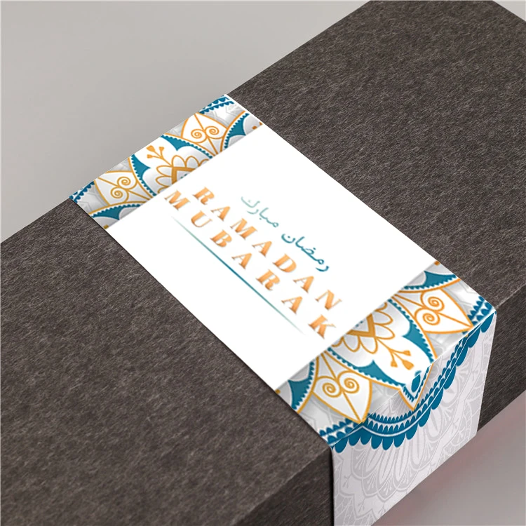 24pcs 4*9cm Eid Mubarak /Ramadan Kareem Sealing Labels Decor Ramadan Mubarak Packaging Stickers Muslim Islamic Festival Decor