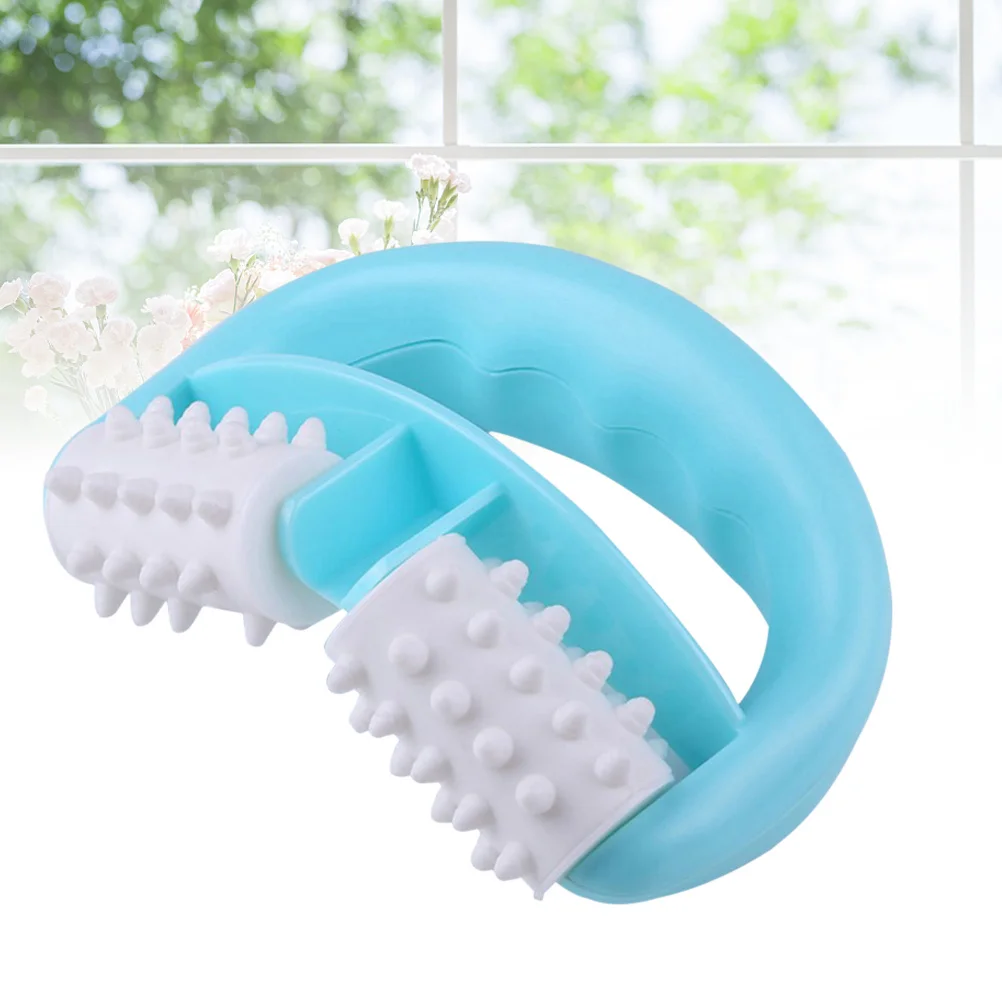 البلاستيك العضلات الأسطوانة مدلك دليل مقبض دائري 2 عجلات الجسم مدلك الأنسجة تدليك العضلات تحفيز