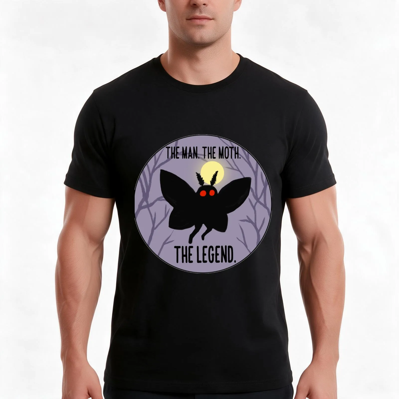 The Man, The Moth, The Legend T-Shirt, Summer Casual Cotton Tee, Oversized Streetwear Tops, Vintage Graphic Print, 100% Cotton