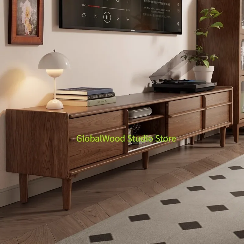 

Mid-Century Solid Wood Modern Minimalist Floor-standing TV Cabinet Storage Cabinet Small Space Living Room Cabinet