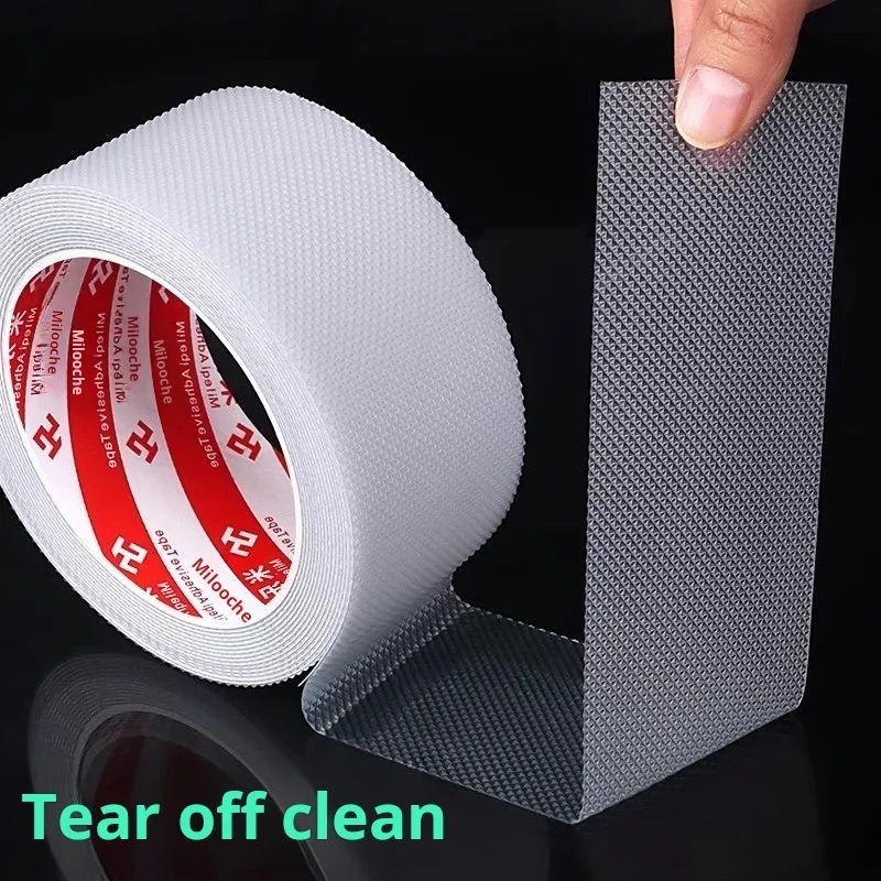 Anti-Slip Grid Pattern Safety Tape Self-Adhesive Waterproof Wear Resistant Transparent Non-Skid Strip for Stairs Bathroom Floor
