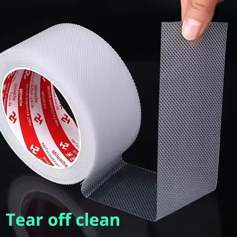 Self-Adhesive Anti-Slip Tape Wear-Resistant Non-Skid Transparent Silicone Pad Grid Pattern Waterproof Anti-Slip Grip Strip