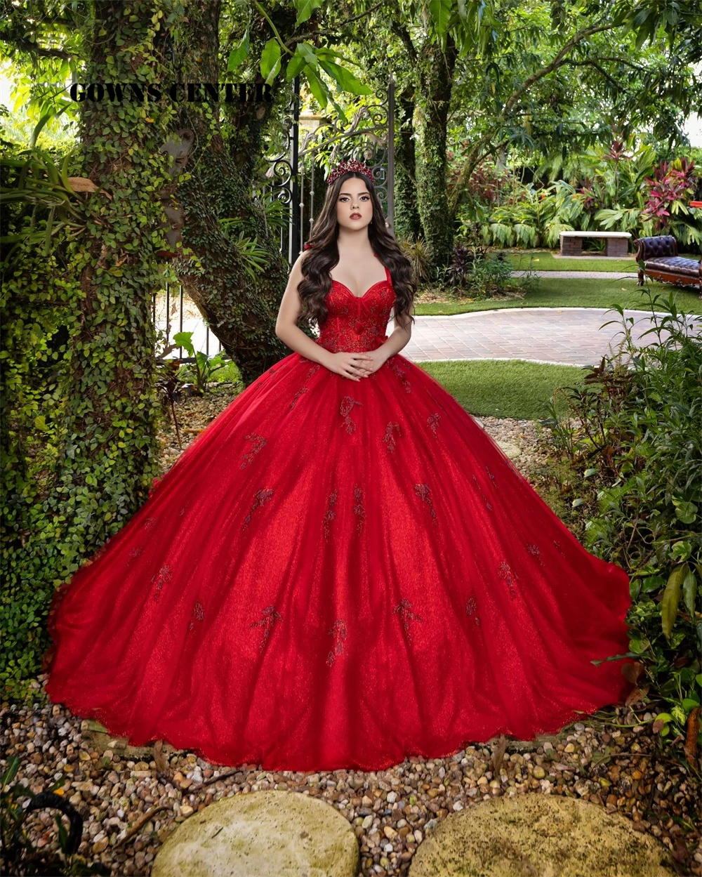 Великолепное Красное Кружевное бальное платье с аппликацией, платье Quinceanera, мексиканское милое платье Spghetti, 15, корсет, платья 15