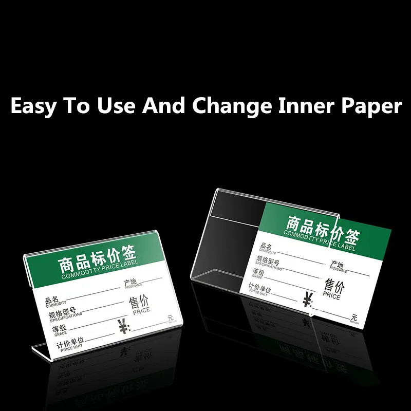 10 Buah 60X90Mm Stick Clear Plastic Acrylic Sign Label Holder Display Stand Mini Paper Holder Tag Price Sign Frame