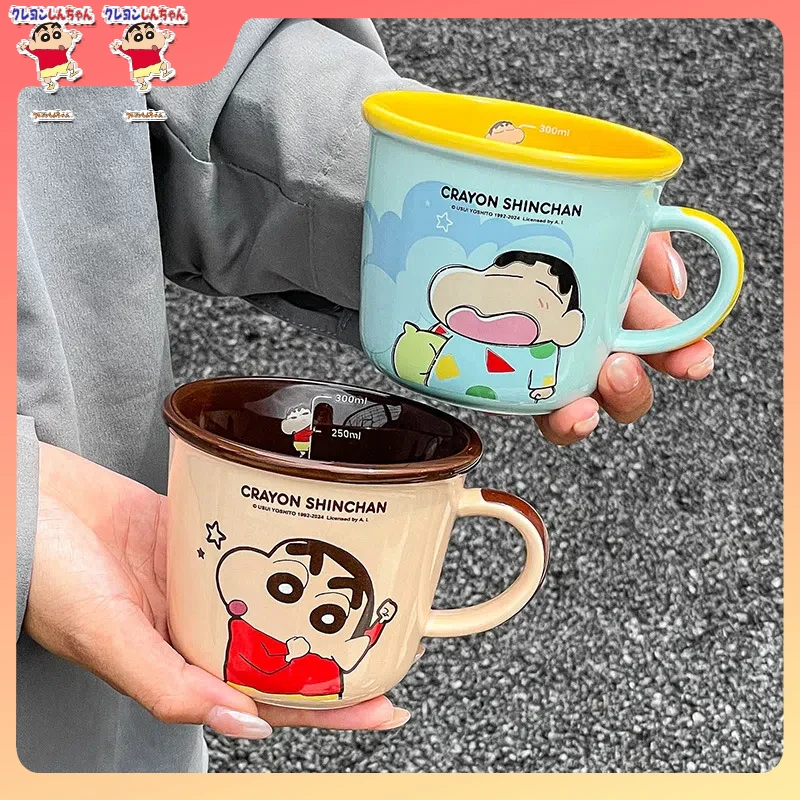 New Authentic Crayon Shin-Chan Ceramic Cup Series Cartoon Cute Nohara Shinnosuke Coffee Milk Mark Cup Boys Girls Gifts