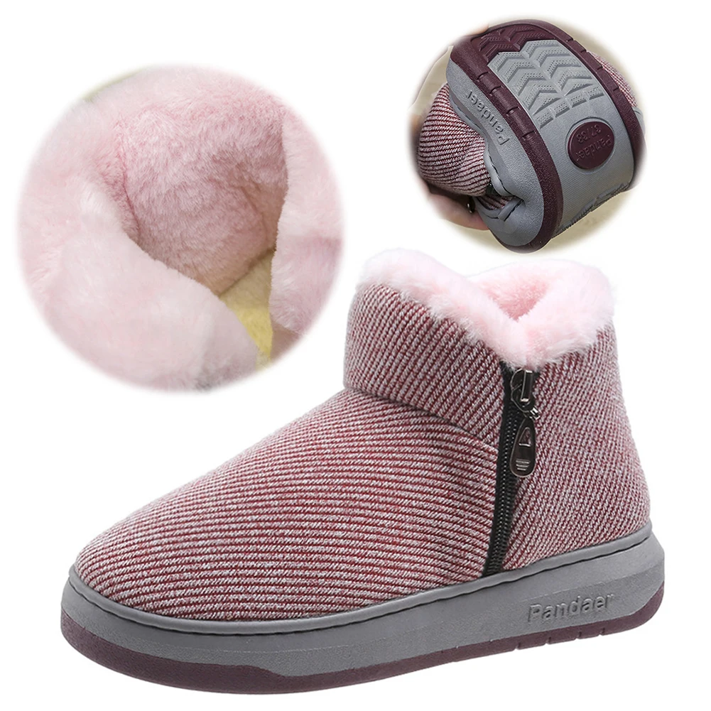

Women Men Bootie Slippers with Plush Fur Lining Memory Foam House Shoes Fuzzy Warm Ankle Boots for Indoor Outdoor