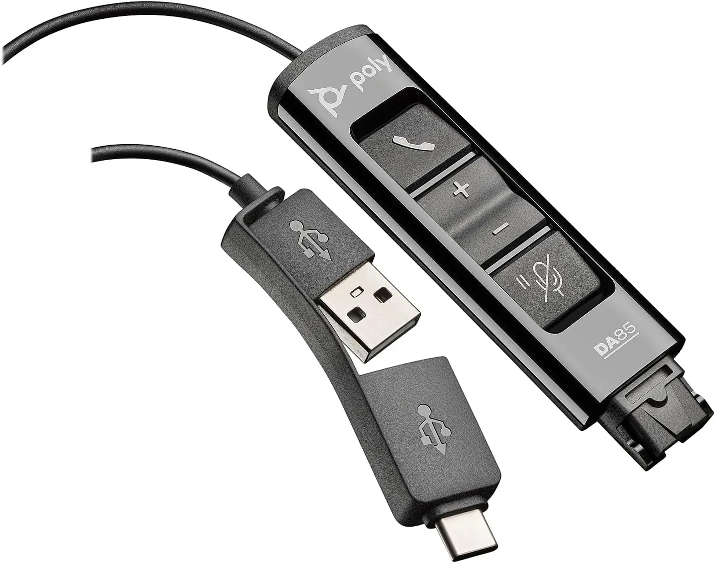 Plantronics Poly DA85 USB-A/USB-C digital adapter,Works with Avaya&Cisco call center platforms PN:786C7AA