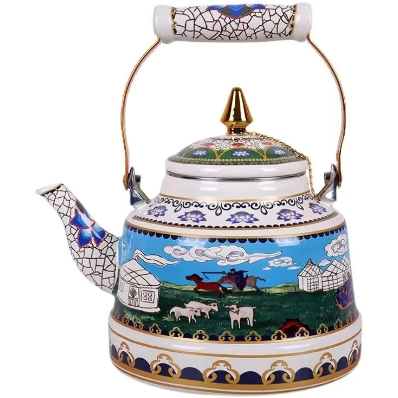 

Special Enamel Teapot Mongolian Milk Teapot Eight Treasure Butter Teapot Special Gift Hotel