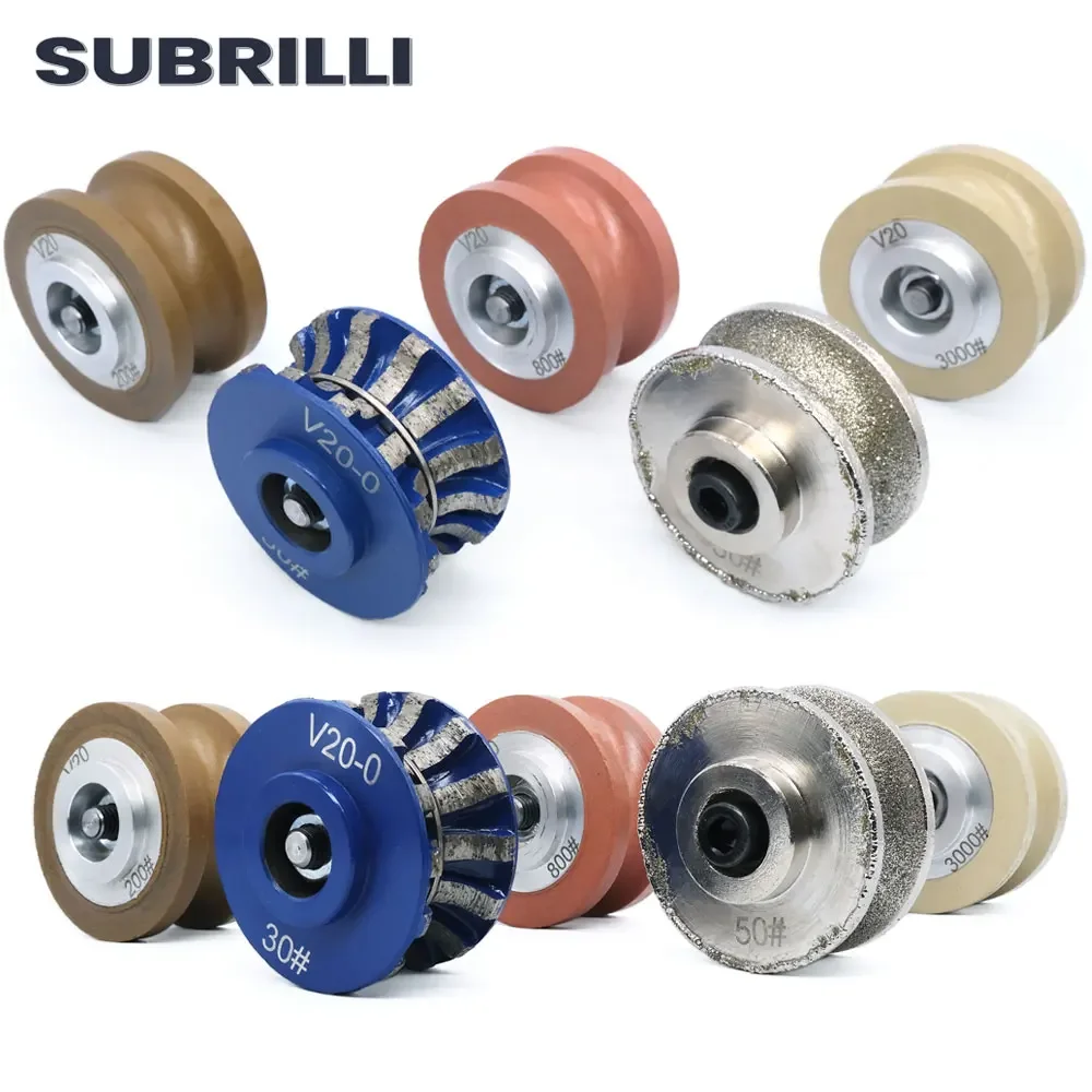 SUBRILLI V20 V30 Punta per fresa diamantata Bullnose completa M10 Taglio portatile Pietra Granito Marmo Bordo Rettifica Ruota abrasiva