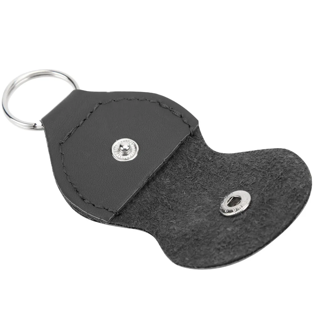 3PCS PU Leather Leather Guitar Picks Keychain Black/Coffee color Snap Open Closure Snap Open Key Case Portable Ring Storage Box