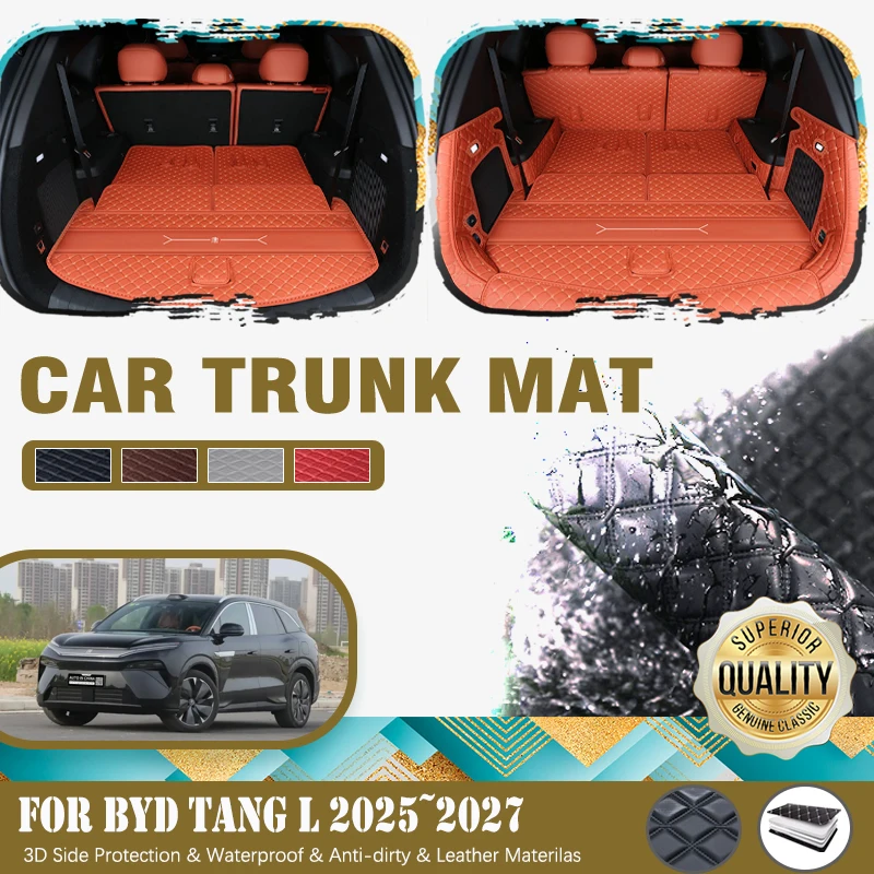

Коврики в багажник автомобиля для BYD Tang L Sealion 8 2025 2026 2027 7SEAT, кожаные накладки на заднее сиденье, чехлы для хранения, вкладыши для багажника, автоаксессуары