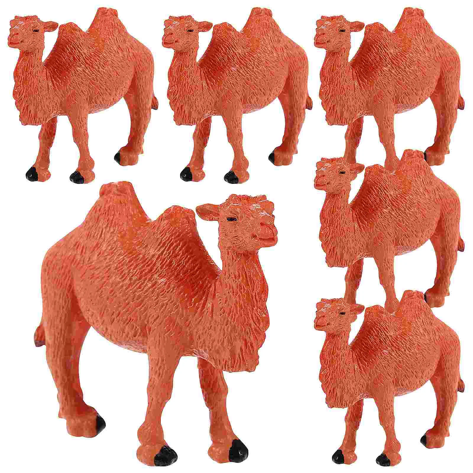 

6 Pcs Mini Simulation Camel Toy Animals Statues Pvc Cake Toppers Camels Figurines