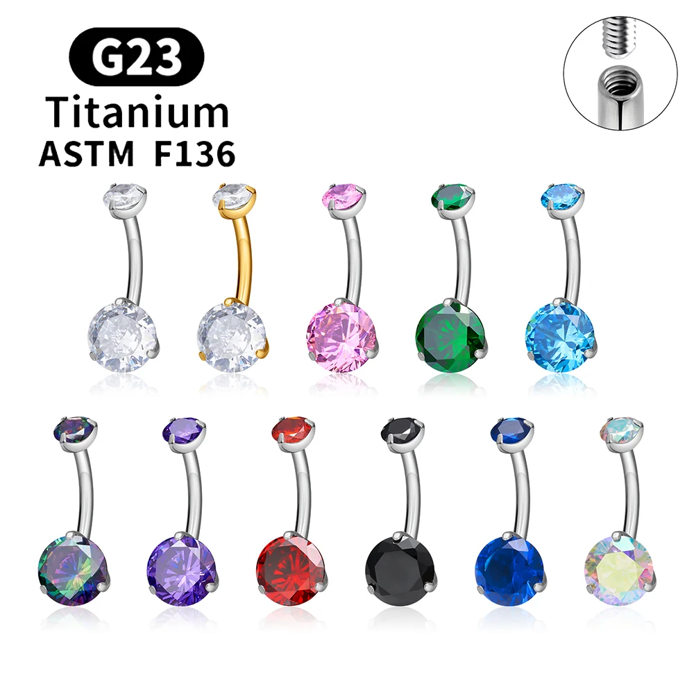 ASTM F136 Titan Bauchnabelpiercing mit Bananendesign, 14G, runder Zirkon, 8/10/12mm, sexy Bauchnabelring, Körperschmuck – Detail 2