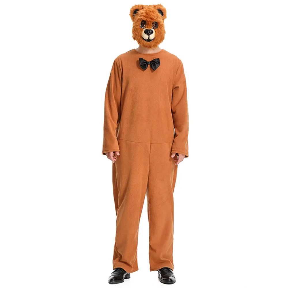 Disfraz de Halloween para bebé y niño, traje de Mascota, oso sonriente, divertido, marrón, animales, Corazón