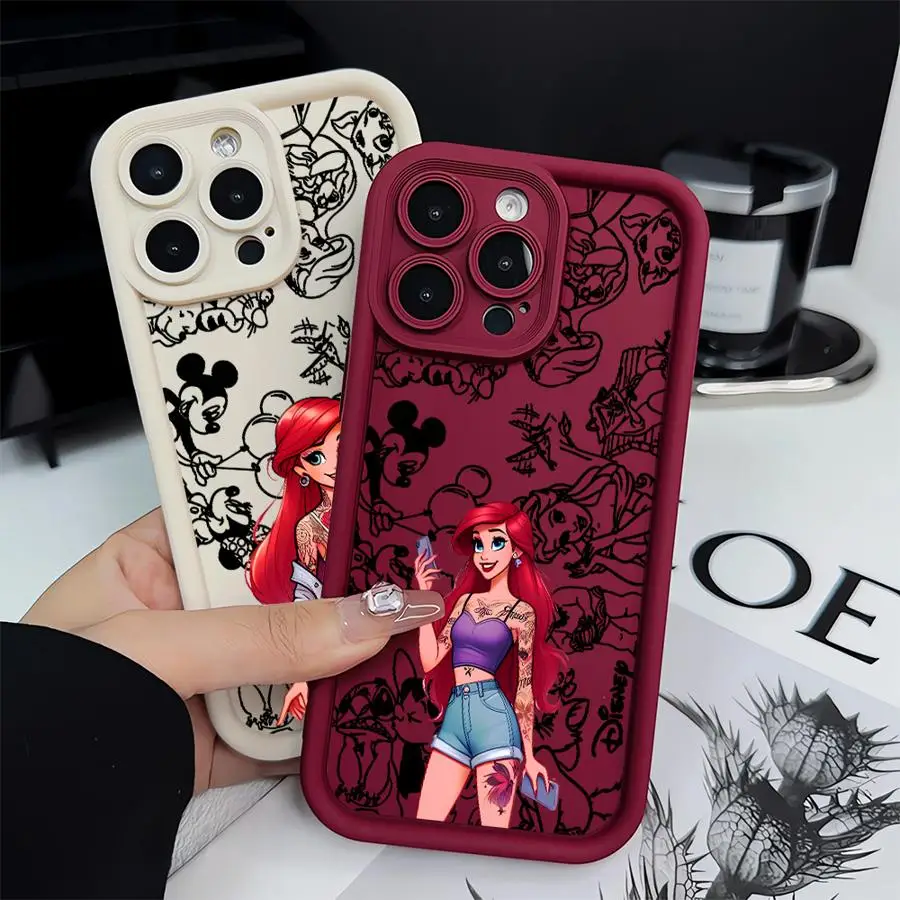 حافظة ناعمة من مادة TPU لهاتف آيفون 11Pro 16 Plus 16e 13 Pro MAX XS XR 17 Air 11 14 12 Mini 15 Plus Fashion Princess