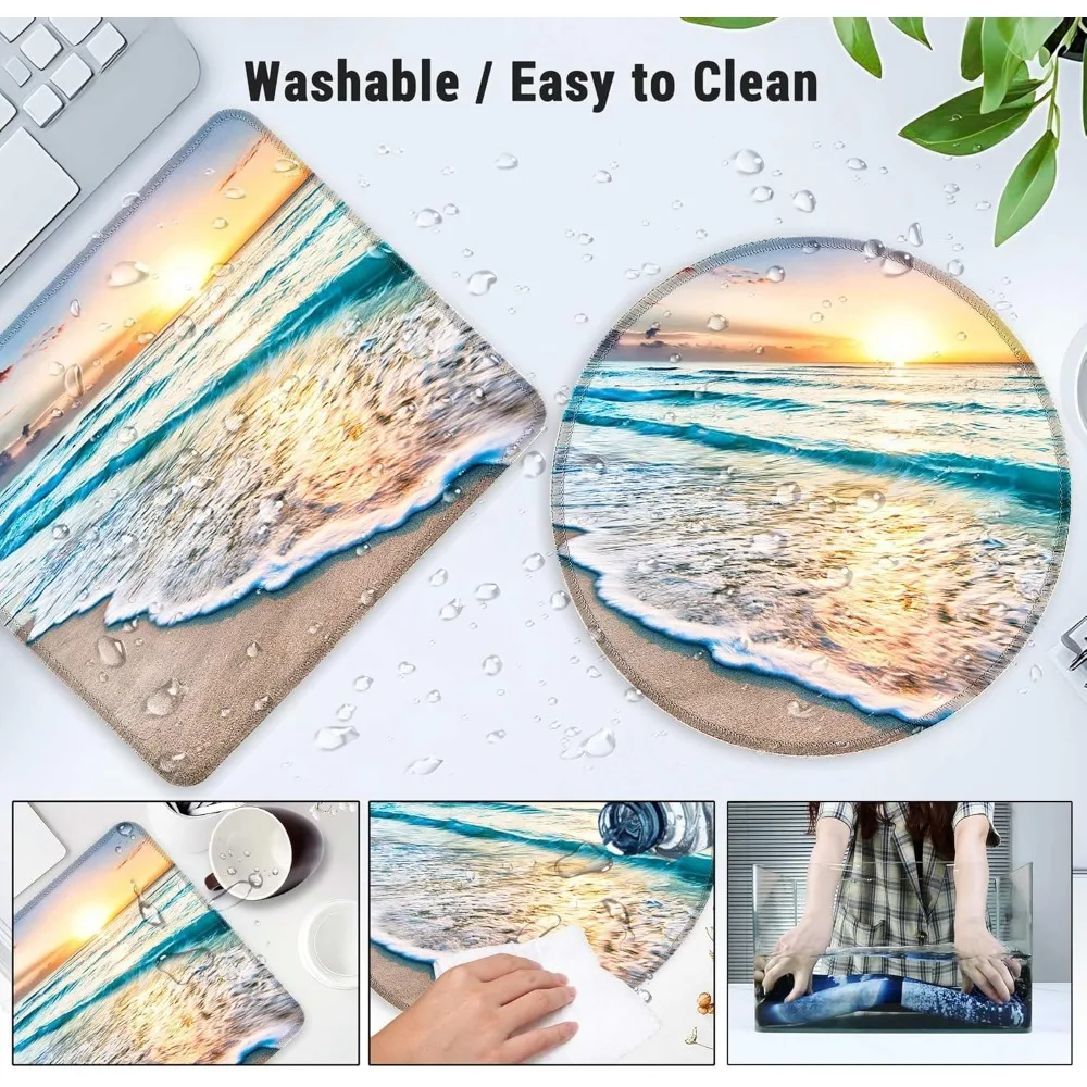 Leuke 2-pack muismatten: vierkant 10,3 x 8,7 en rond 8,7 inch met gestikte randen
