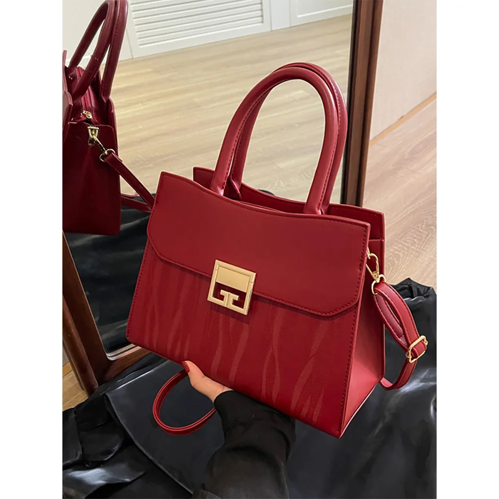 

Fashion Women Red Handbags Luxury Designer Elegant Lady Engagement Wedding Bridesmaid Handbag Large Capacity Shoulder Bag Totes