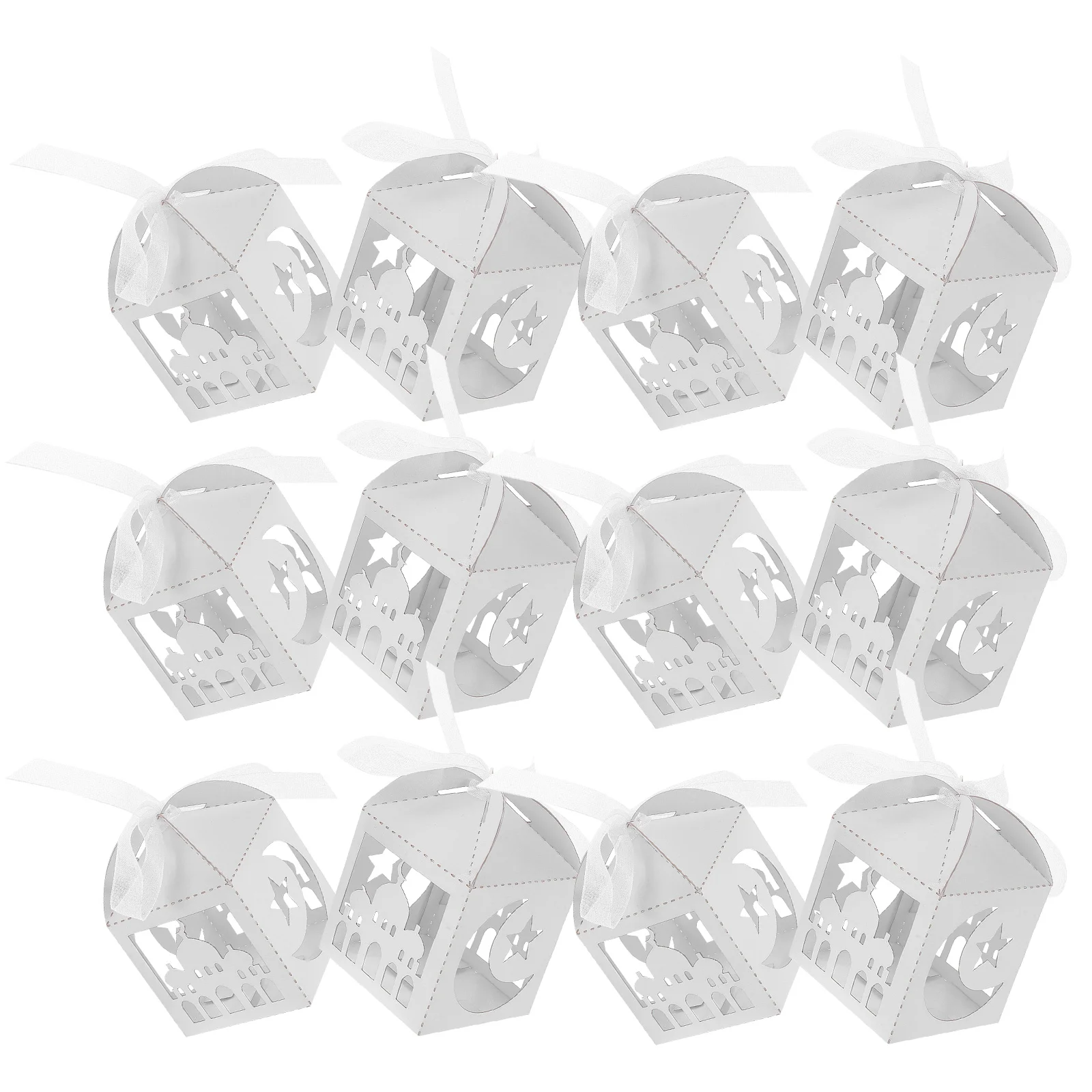 

50Pcs Moon Star Ribbon Candy Boxes Elegant Hollow Rose Shape Wedding Party Favor Boxes Baby Shower Birthdays Christmas Souvenirs