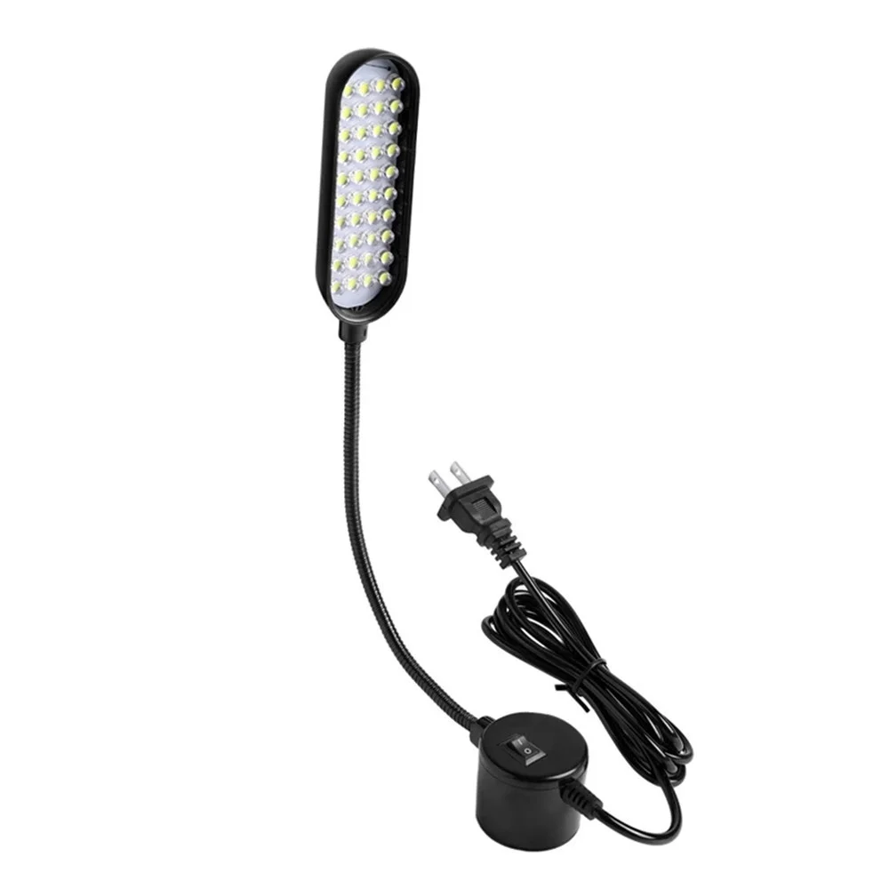 Luz de trabajo LED de cuello de cisne flexible, base magnética, lámpara de mesa, fresadoras, tornos de metal, enchufe UE, EE. UU., 40 LED, 110-265 V