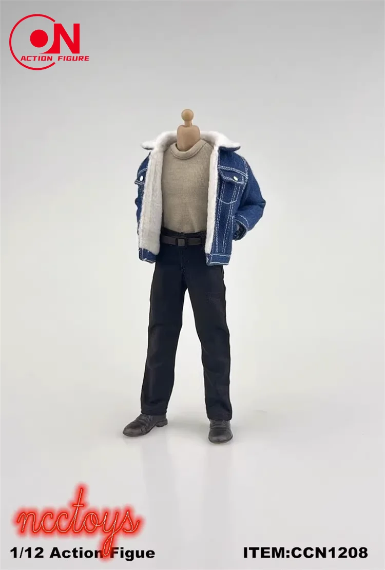 CCN1208 1/12 Lammdaunen-Jeansjacke, lässig, CCN1207, T-Shirt, CN1205, Hosen, Kleidung, Zubehör für 15,2 cm große männliche Soldat-Actionfigur-Körper