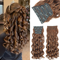 4Pcs/Set Clip In Hair Extensions Synthetic Long Curly Wave Hair Extensions Brown Blonde Black Fake Hairpiece For Women Daily Use