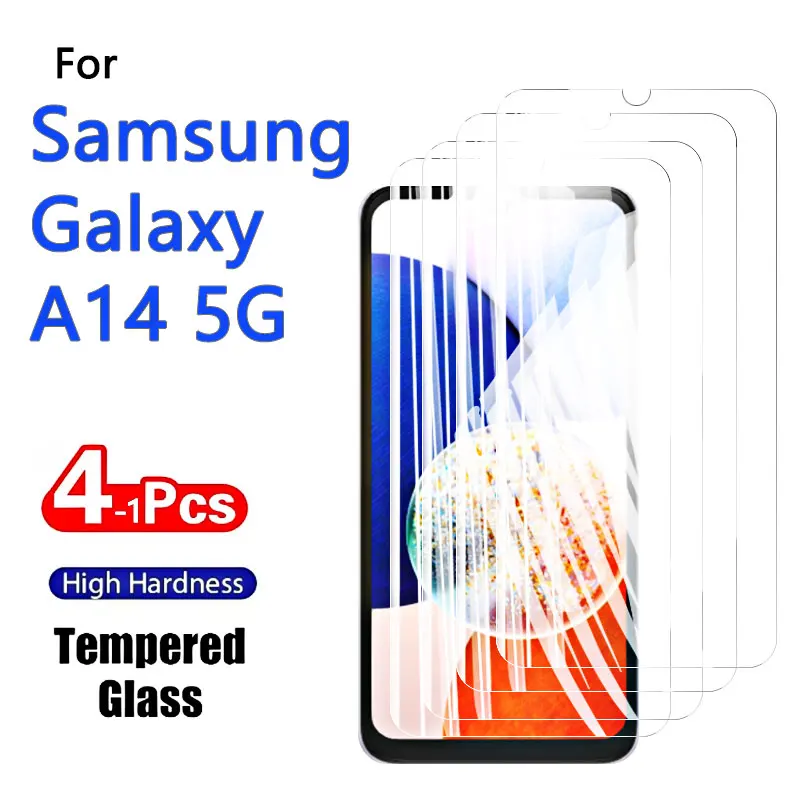 1-4PCS Screen Protector For Galaxy A14 5G Samsung Tempered Glass Crystal 9H High Aluminum Anti Scratch Case Friendly Fingerprint