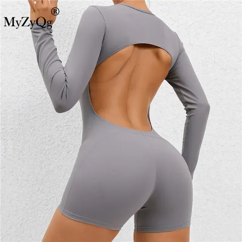 MyZyQg-Combishort moulant dos nu pour femme, tenue une pièce sexy, sans coussinets, haute élasticité, sport, beauté, dos, yoga, fitness