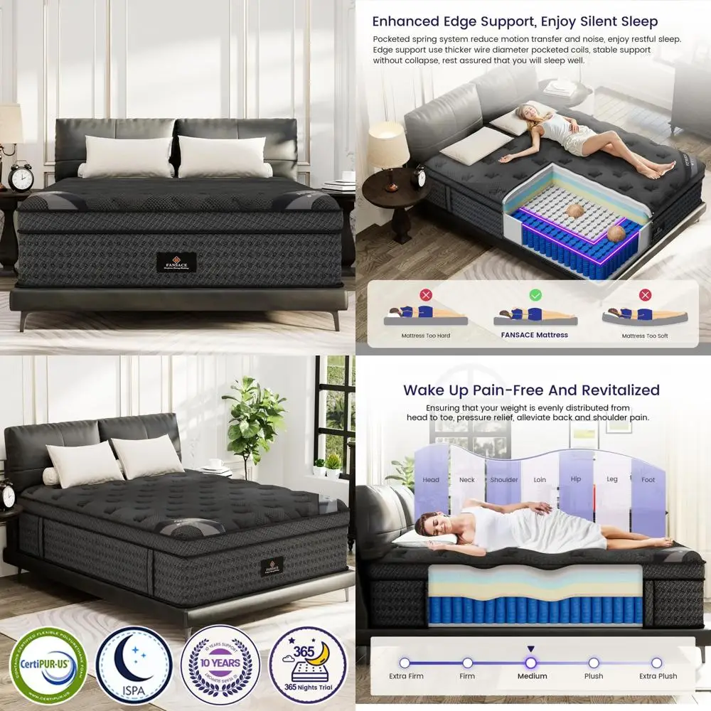 

King-Size Deluxe Hybrid Mattress, 14-Inch Medium Firm with Gel Memory Foam and Pocketed Coils