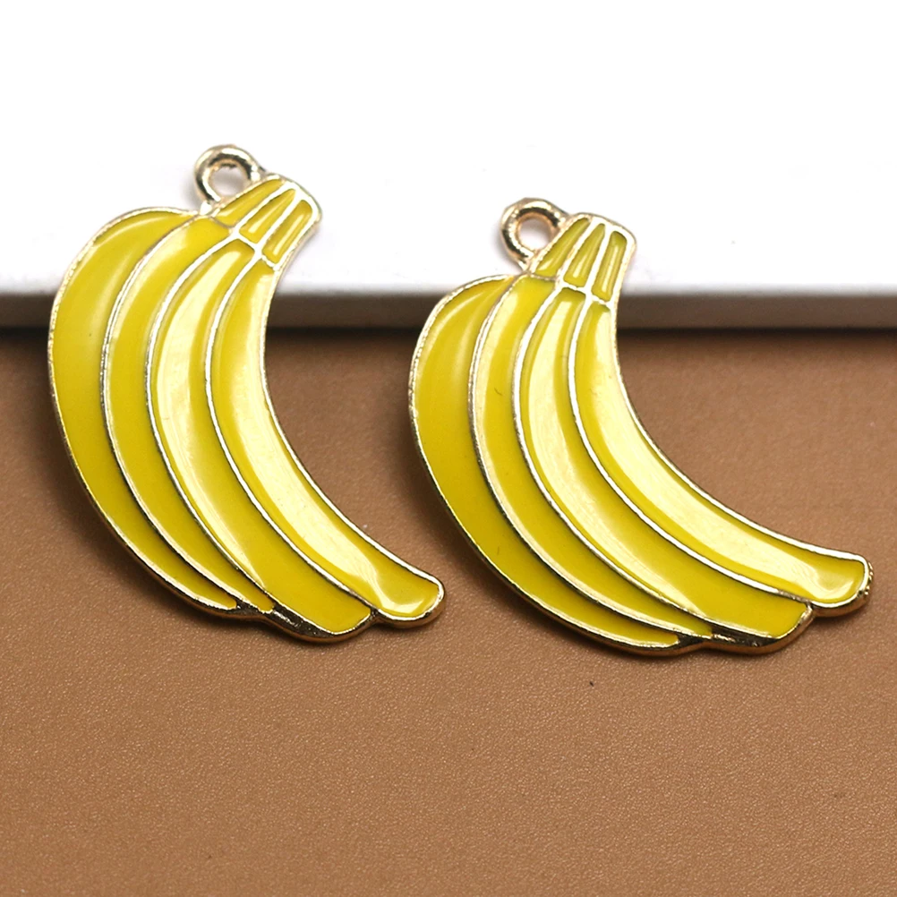 

20Pcs Brightly Colored Banana Alloy Charms For DIY Jewelry Making Keychains And Pendant Designs