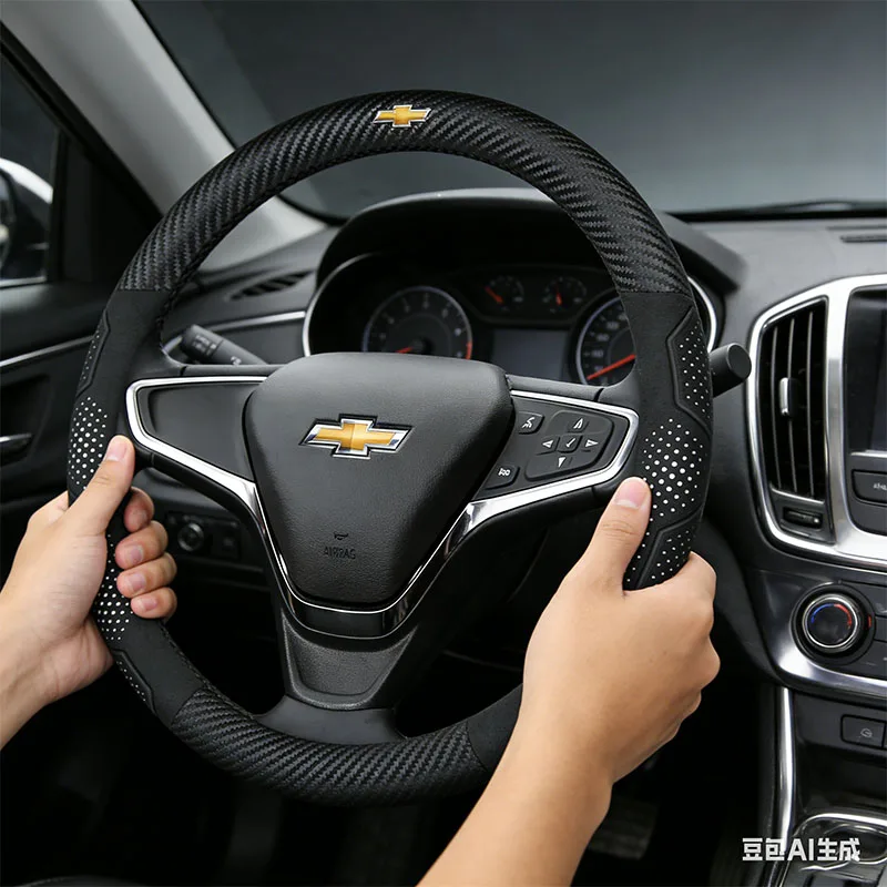Para Chevrolet gamuza cubierta de volante de fibra de carbono adecuada para Celze Spark Captiva Orlando Lacetti Equinox Malibu Celta Onix