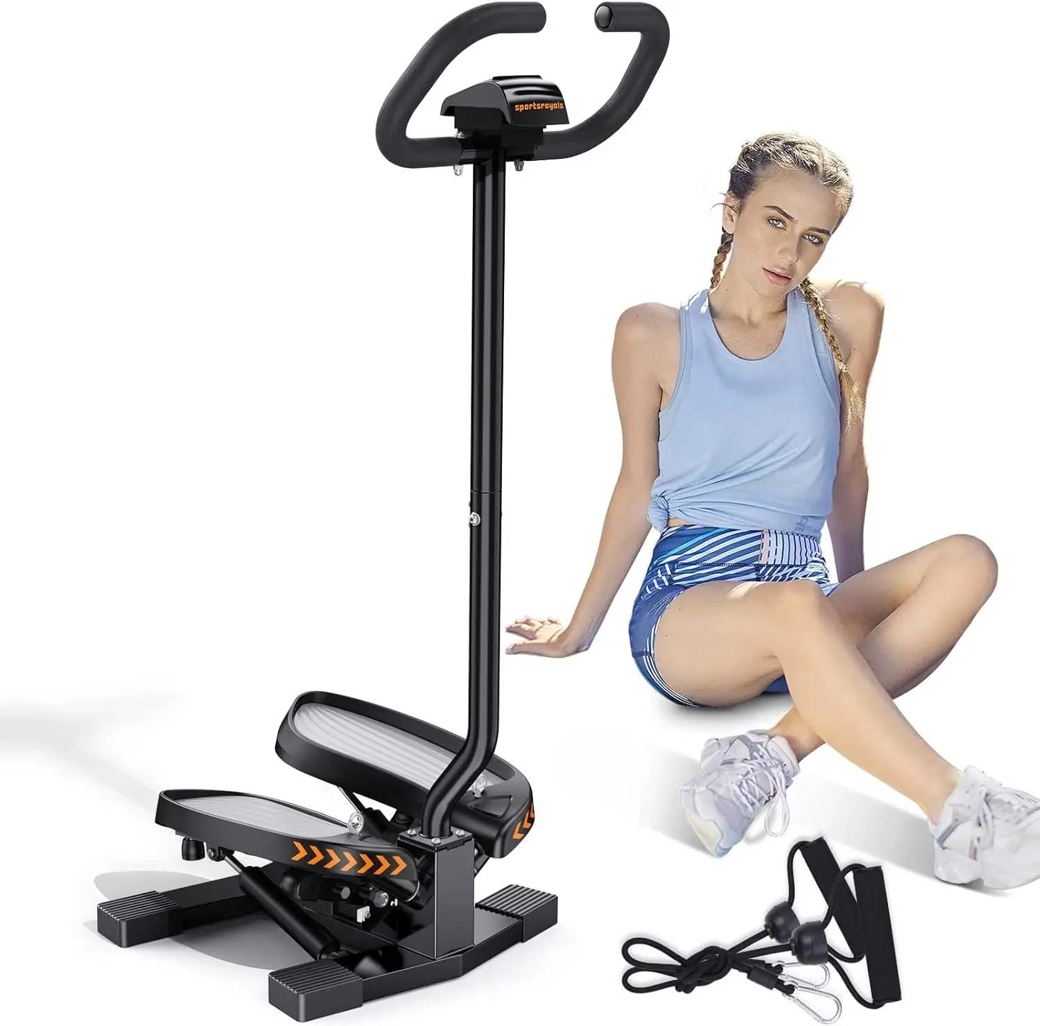 Stair Stepper for Exercises-Twist/Mini Stepper with Resistance Bands and 330lbs Weight Capacity