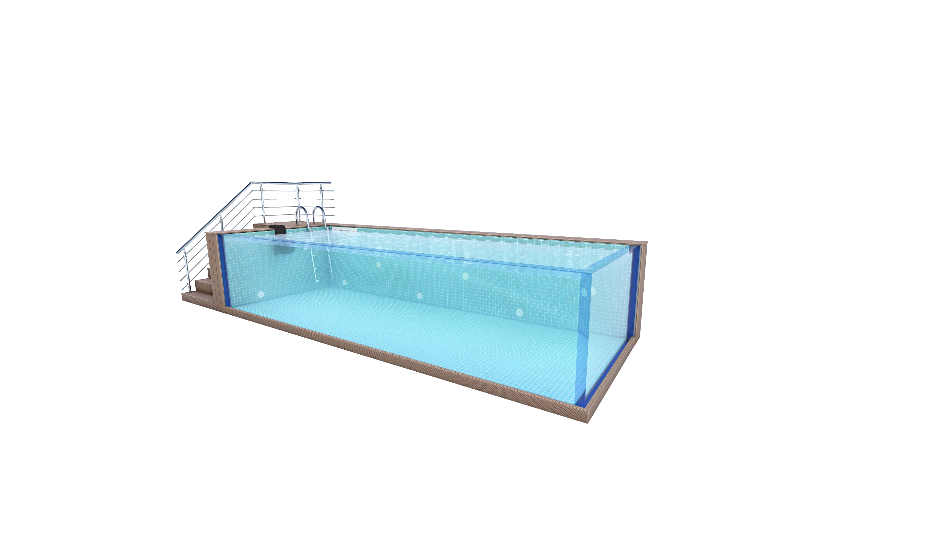 Aupool 2060L+ Outdoor Endless Large Transparent Acrylic Glass Prefab  Outdoor Above Ground Swimming Pools