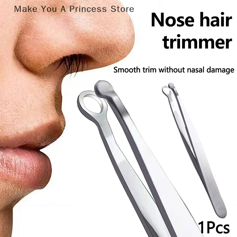 

Universal Nose Hair Trimming Tweezers Stainless Steel Eyebrow Nose Hair Cut Manicure Facial Trimming Makeup Scissors Trimmer