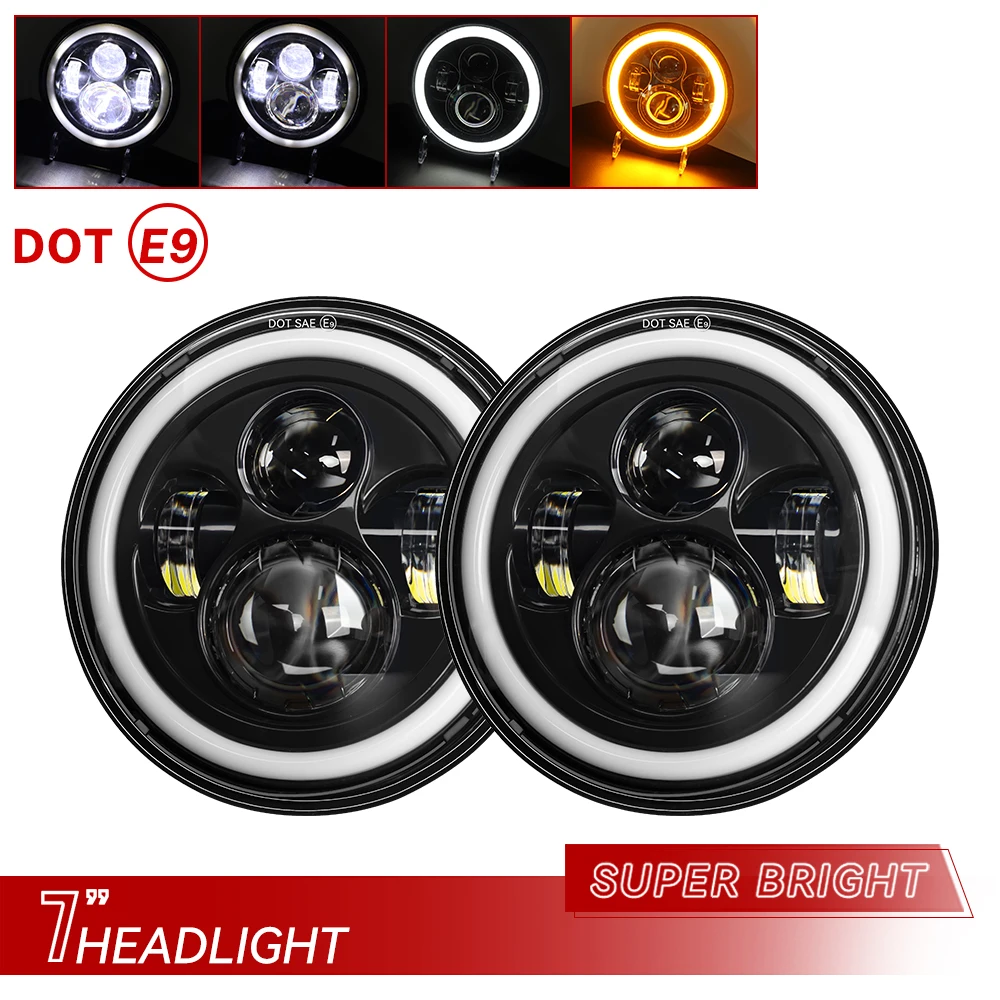 for Nissan Patrol Y60 Hummer H1&H2 Lada 4X4 7inch LED Headlight DRL For Jeep Wrangler TJ JK LJ CJ 7inch for Land Rover Defender