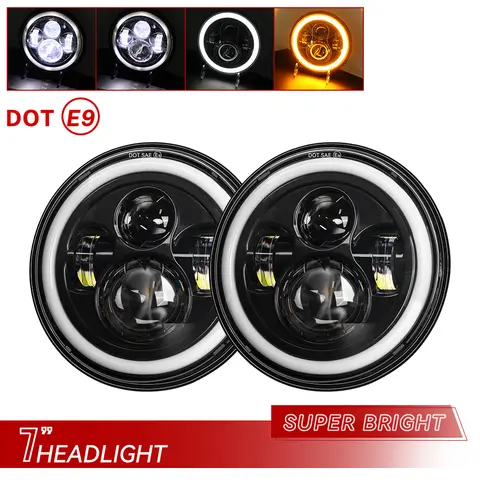 닛산 순찰 Y60 Hummer H1 & H2 Lada 4X4 7 인치 LED 헤드 라이트 DRL 랭글러 TJ JK LJ CJ 7 인치 랜드 로버 수비수 용