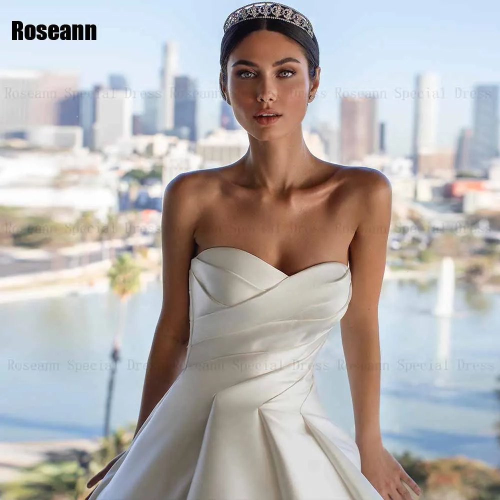 Personalizado requintado 2025 a linha vestido de casamento sem mangas plissado drapeado plissado sem alças aberto volta vestidos de noiva robe de mariée