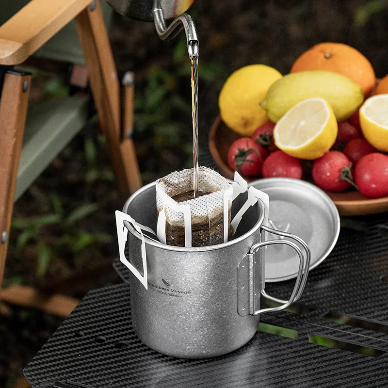 Boundless Voyage Titanbecher Ultraleichter Camping-Kaffee-Bier-Tee-Becher, bei offenem Feuer erhitzbarer Topf, Outdoor-Kochgeschirr, spülmaschinenfest – Detail 7