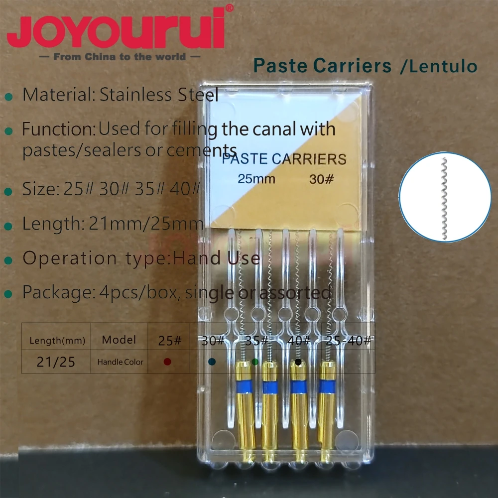 4pcs/Box 21/25mm Dental Lentulo Paste Carriers Endodontic Reamers Drill Burs Endo Files Dentist Materials Instruments Endodoncia