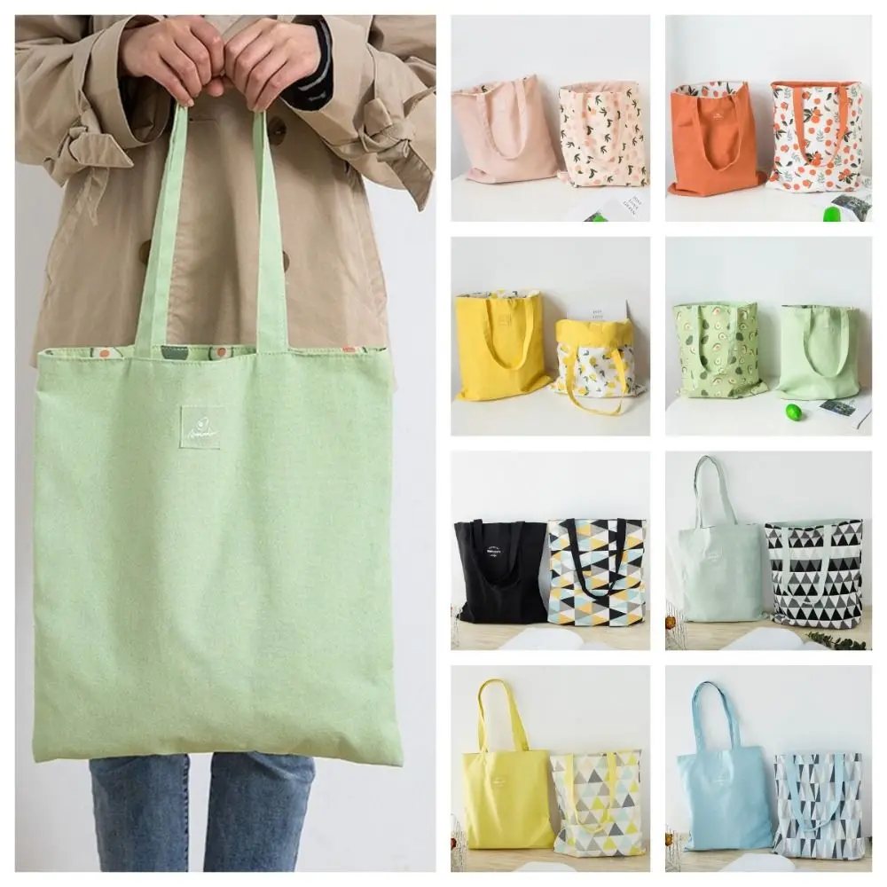 Fruit Double-sided Canvas Tote Bag Large Capacity Korean Style Canvas Shopping Bag Mommy Bag Handbag