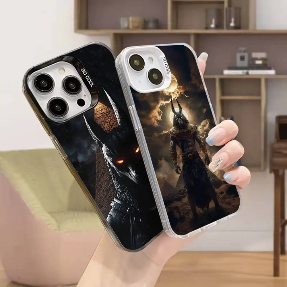 

A-Anubis Egyptian God Phone Case For iPhone 16,15,14,13,12,11,Mini,Pro,SE,MAX White Matte Shockproof Cover