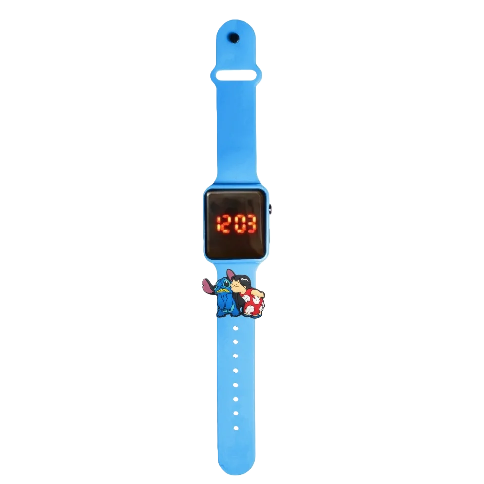 Jam Tangan Anak Stitch Jam Tangan Modis Kartun Jam Tangan Tampilan LED Digital Elektronik Jam Tangan Anak Hadiah Liburan Tahan Air