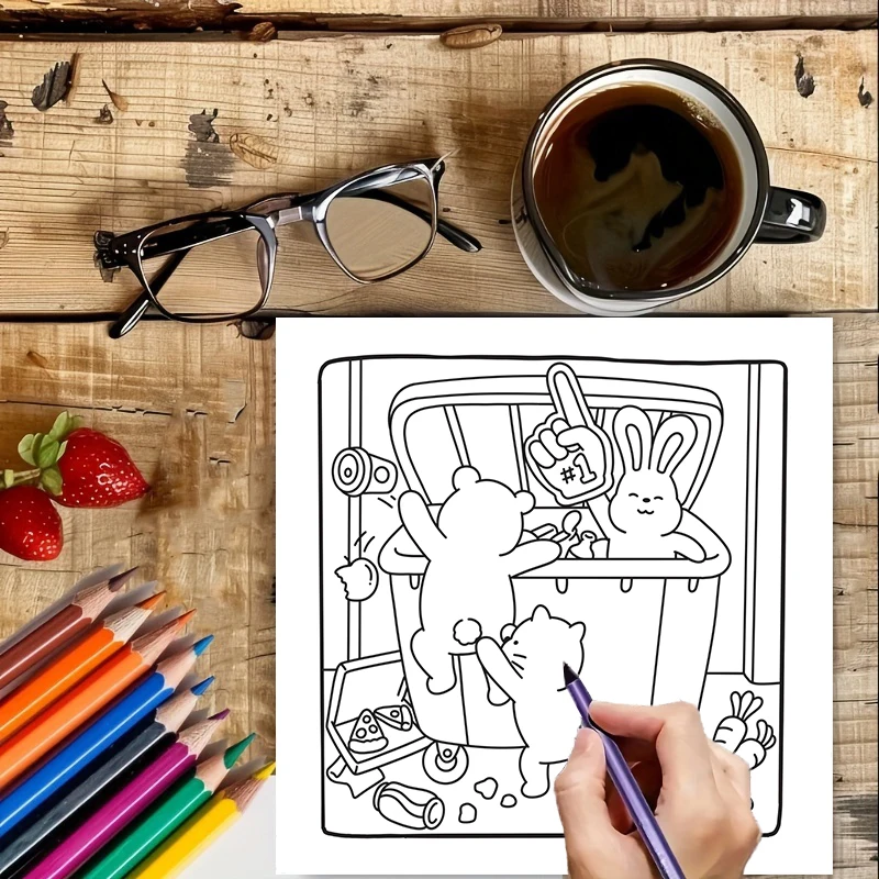 Libro para colorear de estilo acogedor de 28 páginas para adultos |   Libro para colorear, útiles de dibujo para Navidad, Acción de Gracias