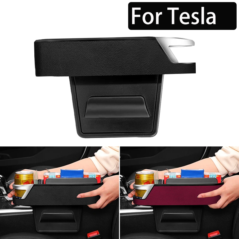 

New Car Seat Gap Water Cup Holder Gap Side Storage Box For Tesla Model3 Model X Model S Model Y 2021 2022 Auto Interior Parts