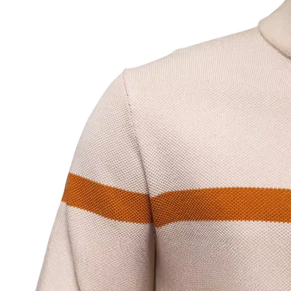 2025 Men's Half-Zip Knit Sweater Autumn Winter European Size Stand Collar Color Block Premium Streetwear