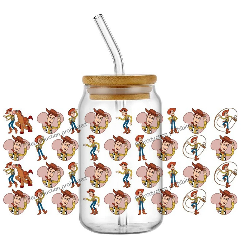 popular Hybrid Cartoon Design UV DTF Cup Wrap For 16oz Libbey Beer Glass personalizat DIY Sticker Selfadhesive Washable
