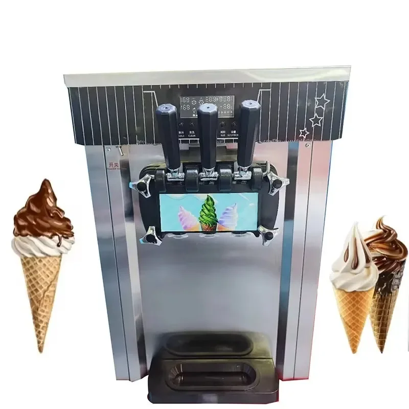 Commercial Use 3 Flavor Automatic Soft Ice Cream Machine for Manufacturing Plant New Condition Serving on Ice Cream Powder