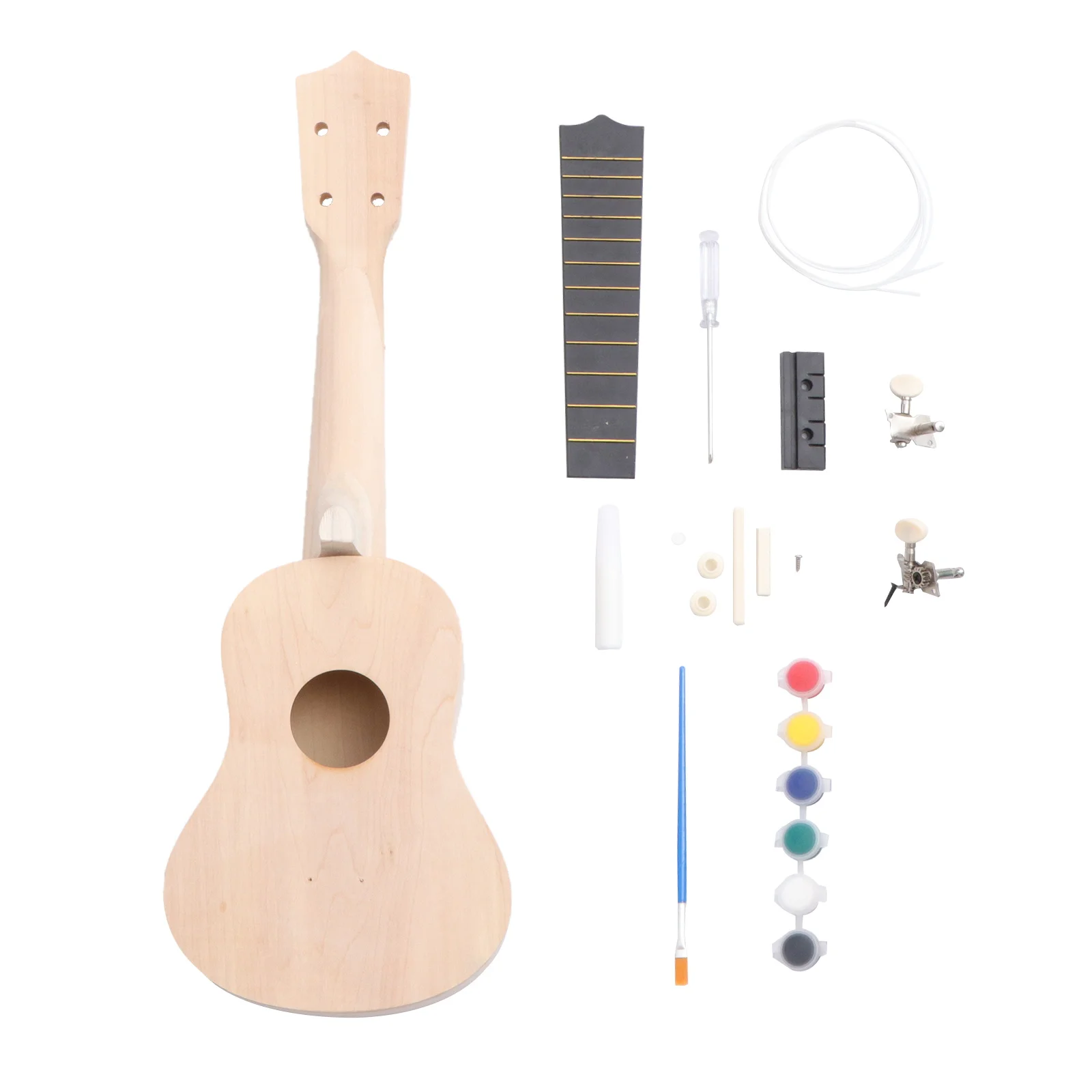 

21 Inch Ukulele Diy Kit For Beginners Kids Basswood Musical Instrument Easy Assembly Lightweight Durable Playable Simple Hawaii