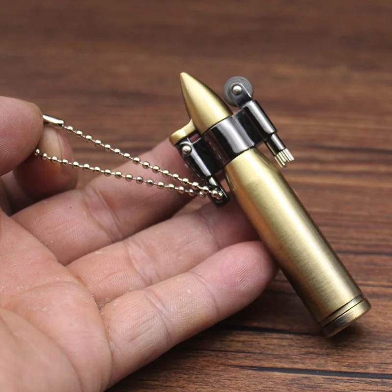 2023 Novelty Refillable Bullet Lighter Grinding Wheel Keychain Lighter Metal Cigar Lighter Jet Flame Gas Butane Bottle Opener